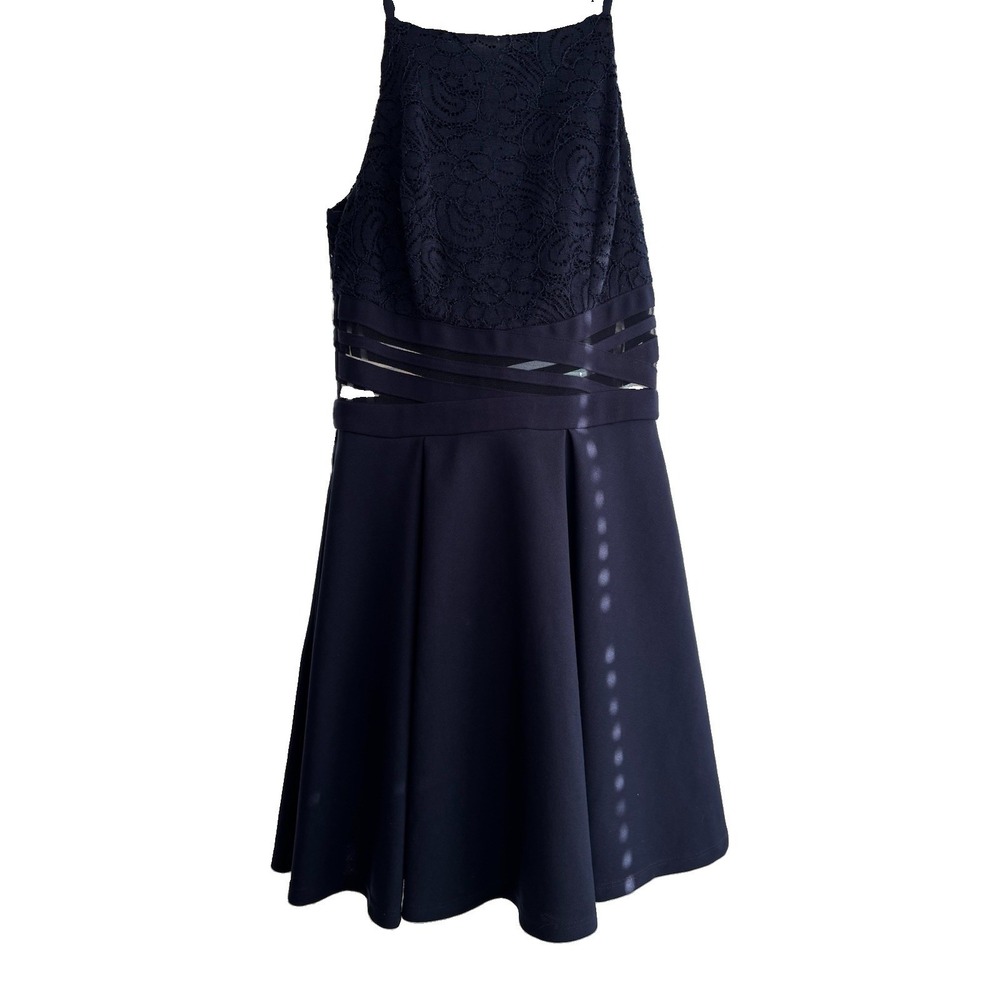 Speechless Navy Blue Cut Out Sleeveless Lace Dress Size 1 Fit & Flare Mini Party